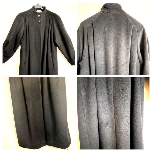 VTG Ashley Scott L Black Heavy Wool Long Coat  Button Closure Pockets Y2K USA - Picture 9 of 16